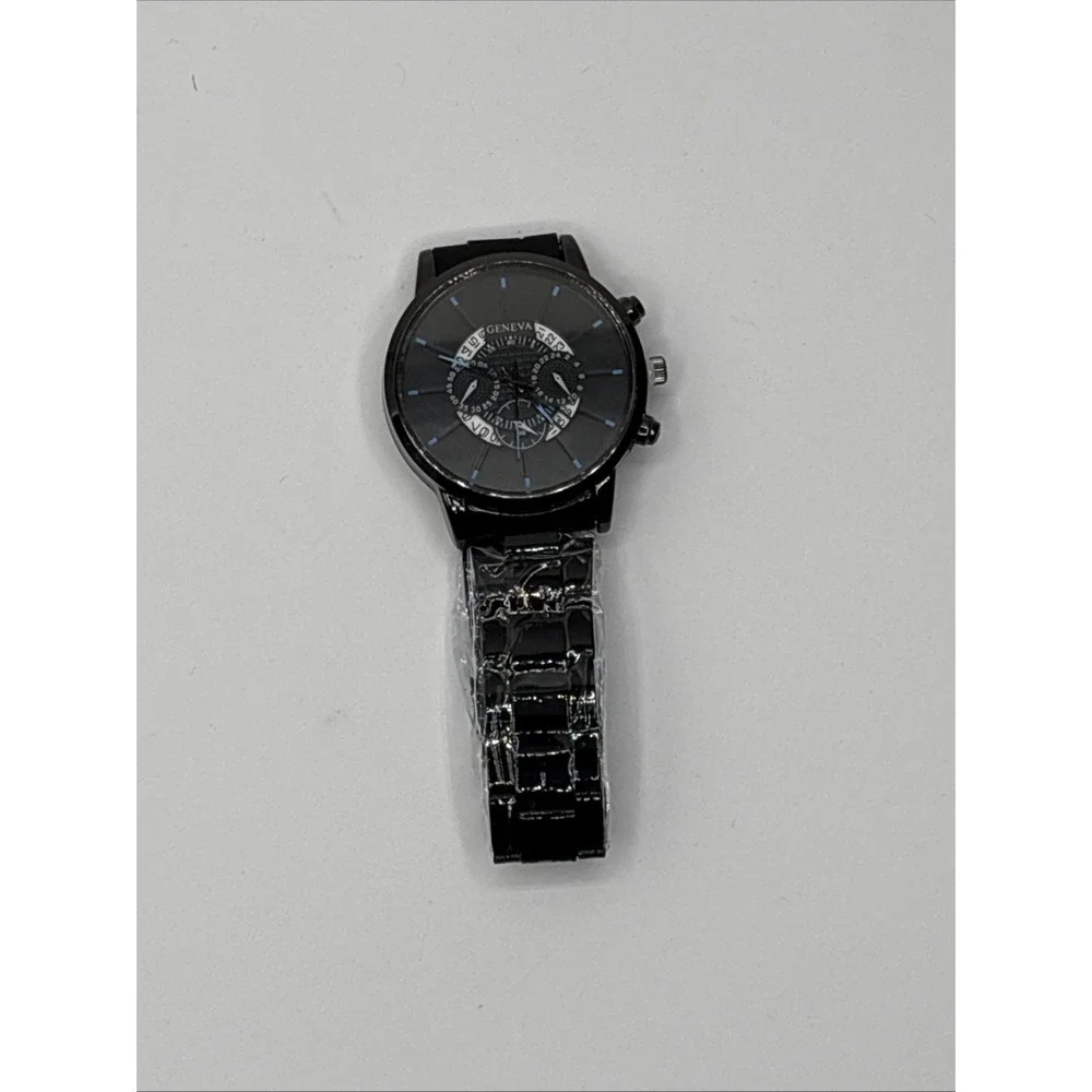 GENIVA Men's Quartz‎ Watch, Stainless Steel Black Strap Fashion